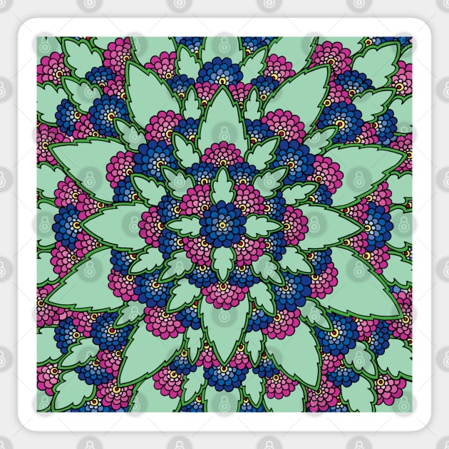 Pink and Blue Henna Bloom Sticker by HLeslie Design